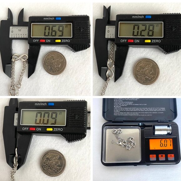 Sterling Silver 925 Italy Infinity Link Double Rolo Chain Bracelet Sz 7"-7.75" - Picture 12 of 16